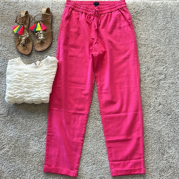 J crew Cotton Linen Blend Drawstring Pants - Picture 2 of 10